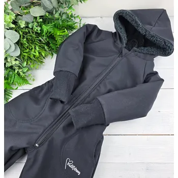 dívčí zimní kombinéza Kulišárny Zimní funkční SOFTSHELL rostoucí kombinéza s beránkem BLACK VELIKOST: 86-92