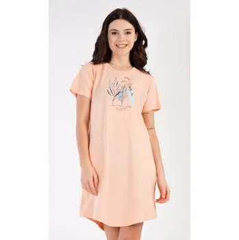 Dámská noční košile Vienetta Dámské domácí šaty s krátkým rukávem Garden Barva: Zelená, Velikost: S