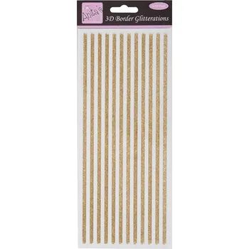 samolepka WEST DESIGN Samolepky třpytivé 3D proužky 9x23cm Zlaté