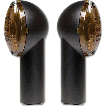 Osvětlení pro motocykl HSM Blinkry na motorku Cat Eye dlouhé černé, závit M10, žárovkové 12V 21W halogenové tmavésklo