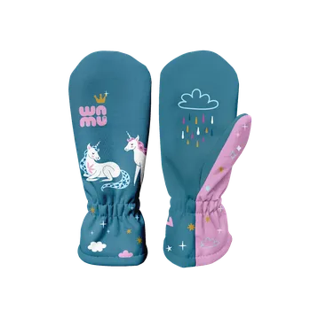 Rukavice WAMU Dětské softshellové rukavice JEDNOROŽCI petrolejová vel. 4