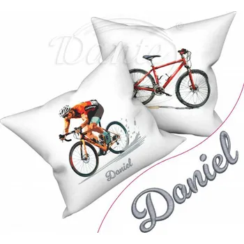 Dekorativní polštářek Dante Povlak Cyklistika a výšivka Váš text - 40 x 40 cm