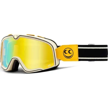 Motocyklové brýle 100percent 100% MX brýle BARSTOW brýle See See, zrcadlové žluté plexi