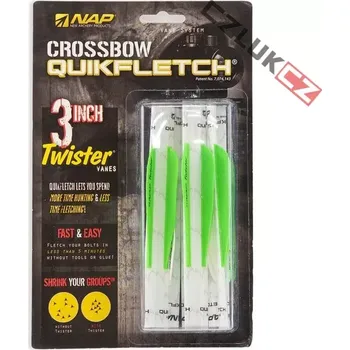 NAP QuikFletch Twister Vanes Green - 6ks (Křidélka na šípy do kuše NAP QuikFletch Twister - 6ks - zelené)