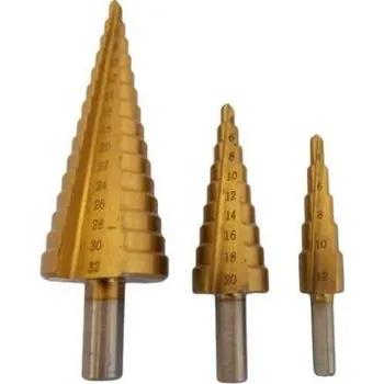 Auto-moto Stupňovité vrtáky 4-12 mm, 4-20 mm, 4-32 mm, sada 3 kusů