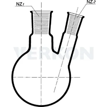 Baňka destilační s kulatým dnem a šikmým postranním tubusem, Objem [ml]: 25, NZ<sub>1</sub>: 14/23, NZ<sub>2</sub>: 14/23
