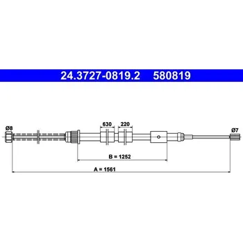 Lanko parkovací brzdy Tažné lanko, parkovací brzda ATE 24.3727-0819.2
