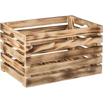 Úložný box Opálená dřevěná bedýnka 60 x 39 x 35 cm