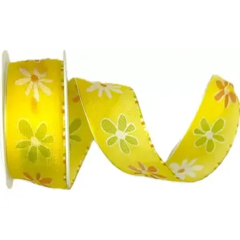 Stuha Stuha organzová ADELE YELLOW žlutá 25mm x 2m (11,-Kč/m) (Stuha organzová, žlutá, oboulící, s drátkem)