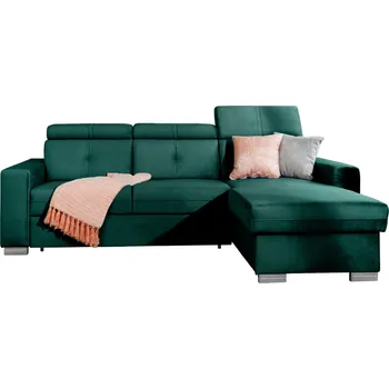 Nábytek Eltap Rohová sedací souprava Fresia Materiál a barva potahu: Nube 35 - tmavě zelená, Orientace: pravá