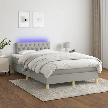 Postel vidaXL Box spring postel s matrací a LED 120 x 200 cm textil [3133945] Barva: světle šedá