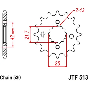 Řetězová sada pro motocykl HSM JT JTF513.15RB Přední kolečko (pastorek), 15 zubů, 530