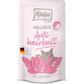 Krmivo pro kočku 12x 125g MjAMjAM Wellness Anti Hairball - hovězí vlhké krmivo pro kočky