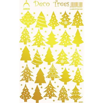 samolepka Samolepky, holografické, STROMEČKY - ZLATÉ, 11,5x18 cm, arch