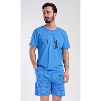 Pánské pyžamo Vienetta MAN Pánské pyžamo šortky Rybář Barva: Zelená, Velikost: M