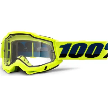 Motocyklové brýle 100percent 100% MX brýle ACCURI 2 Enduro Moto brýle žluté, čiré Dual plexi