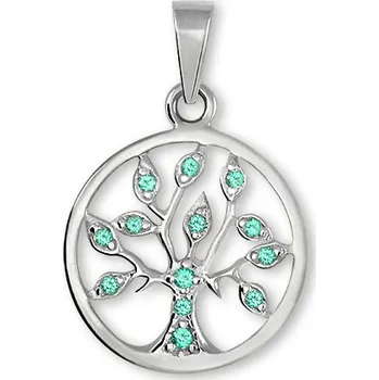 Šperk Soliter Přívěsek z bílého zlata Strom života se zelenými krystaly 249 001 00442 07 + 2 měsíce na vrácení zboží