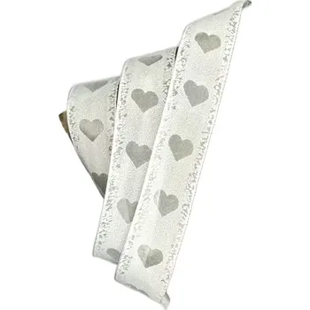 Stuha Stuha svatební WHITE PASSION bílá 25mm x 2m (12,50Kč/m) (Stuha svatební, taftová, bílá srdce, s vlascem v lemu)