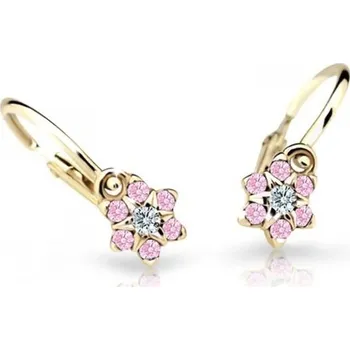 Náušnice Cutie Jewellery Půvabné dětské náušnice ze žlutého zlata C2152-10-X-1 růžová + 2 měsíce na vrácení zboží