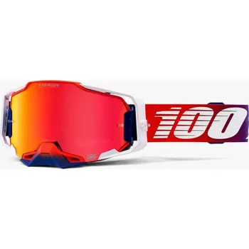 Motocyklové brýle 100percent 100% MX brýle ARMEGA brýle Factory, HIPER červené chrom plexi