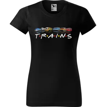 Dámské tričko Tričko Trains (Velikost: M, Typ: pro ženy, Barva trička: Černá)