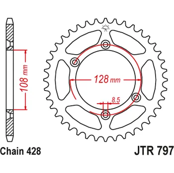 Řetězová sada pro motocykl JT JTR797.51 Zadní kolečko (rozeta), 51 zubů, 428