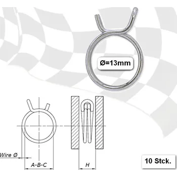 Palivový systém pro motocykl HSM Svorky palivové hadice, 13 mm, 10ks balení, pozinkovaná ocel