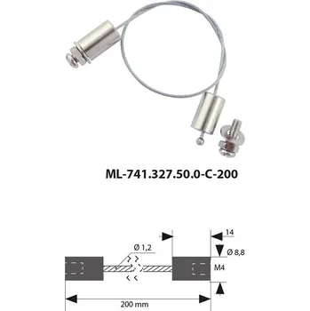 Příslušenství pro svítidlo MCLED Závěs lankový 1,2x200mm ocelový, zakončený válečkem 14x8,8mm M4 ML-741.327.50.0-C-200