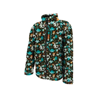 Chlapecké oblečení WAMU Fleecová mikina dětská DINOSAUŘI hnědo-černá vel. 116-122