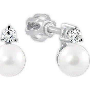 Náušnice Soliter Náušnice z bílého zlata s krystalem a perlou 745 235 001 00101 0700000 + 2 měsíce na vrácení zboží