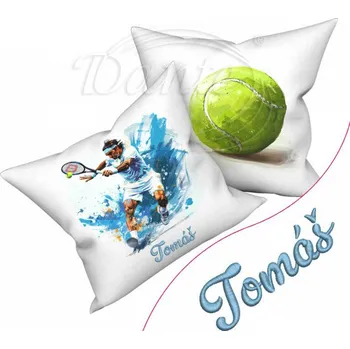 Dekorativní polštářek Dante Povlak Tenis a výšivka Váš text - 40 x 40 cm
