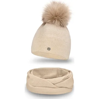 Čepice Sada Pamami 15534+15604 - čepice + šála - výprodej Barva: Růžová, Velikost: UNI