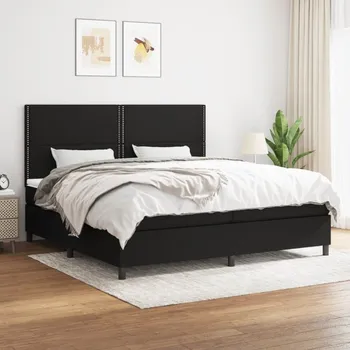 Postel vidaXL Box spring postel s matrací 200x200 cm textil [3141722] Barva: Černá