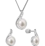 Evolution Group - Pavona Sada stříbrných šperků se zirkony a pravými perlami 29050.1B (náušnice, řetízek, přívěsek) + 2 měsíce na vrácení zboží