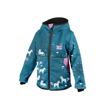 Chlapecká bunda WAMU Softshellová bunda dětská JEDNOROŽCI petrolejová vel. 122-128