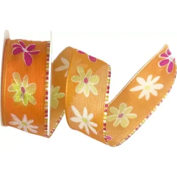 Stuha Stuha organzová ADELE ORANGE oranžová 25mm x 2m (11,-Kč/m) (Stuha organzová, oranžová, oboulící, s drátkem)