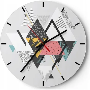 Hodiny Velké nástěnné hodiny 40x40 Abstrakce Skleněné hodiny Kulatý Tiché