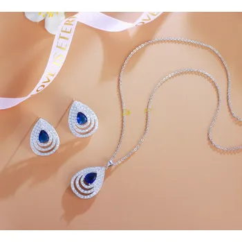 Souprava šperků B-TOP Elegantní postříbřená souprava se zirkony Blue Drop