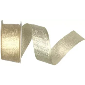 Stuha Stuha svatební saténová AMORE ražba krémová 25mm x 2m (12,50Kč/m) (Stuha svatební, saténová, krémová, oboustranná, s jemnou ražbou)