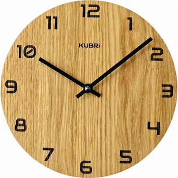 Hodiny KUBRi 0057A - Dubové hodiny české výroby s výraznými čísly