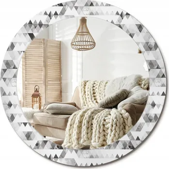 Zrcadlo Kulaté nástěnné dekorativní zrcadlo ve skleněném rámu Trojúhelníky Průměr 70 cm
