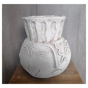 Amfora šedá s obličejem