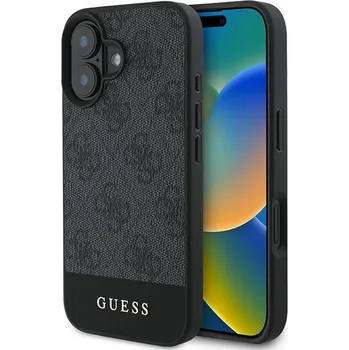 Pouzdro GUESS pro IPHONE 16 Plus GUHCP16MG4GLGR (PC/TPU 4G PU Bottom Stripe) šedé