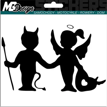 Samolepicí dekorace na vozidlo SAMOLEPKA na auto ĎÁBEL ANDĚL ANGEL DEVIL 15x9