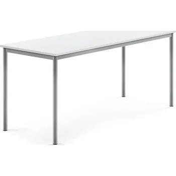 Jídelní stůl Stůl BORÅS, 1800x700x760 mm, stříbrné nohy, HPL deska, bílá