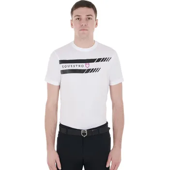 Pánské tričko EQUESTRO Triko Lettering Logo Equestro, pánské, bílé XS
