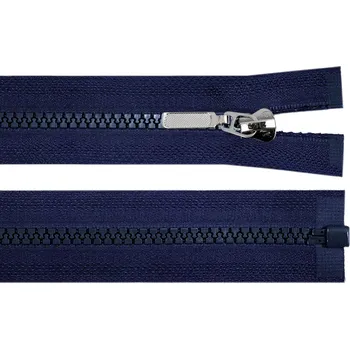 Zip Kostěný zip No 5 délka 30 cm s ozdobným jezdcem, malé, 330 modrá tmavá