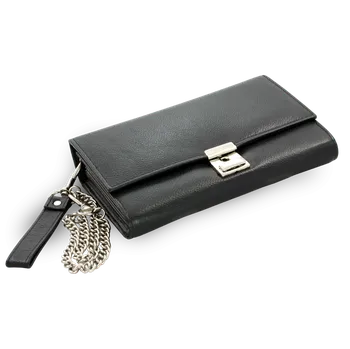 Peněženka Arwel Číšnický kožený flek s řetízkem - černý