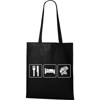 DOBRÝ TRIKO Bavlněná taška s potiskem Život rybáře Barva: Černá