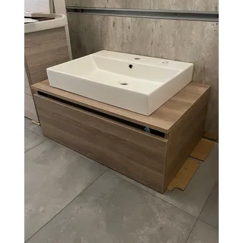 Koupelnový nábytek Dřevojas Výprodej 495 - Um. skříňka COMPOSE SZZ1 80 (D17/D17) s LED osvětlením zásuvky + Glance 60